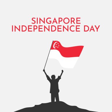 Singapur 'un bağımsızlık günü 9 Ağustos. Singapur Ulusal Günü kare şablon tasarımı