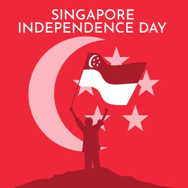 Singapur 'un bağımsızlık günü 9 Ağustos. Singapur Ulusal Günü kare şablon tasarımı