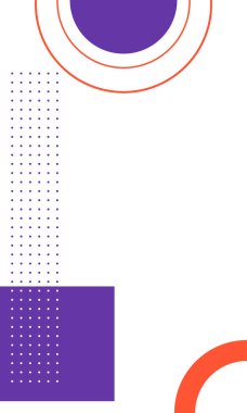 Geometrik şekilli soyut beyaz arkaplan. Düz arkaplan dizaynı, geometrik elementler sarı ve mor renklerde. Vektör çizimi. iş şablonları ve sunum arkaplanı