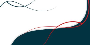 Arkaplan dalgaları yeşil şekillidir. Geometrik Memphis bayrağı. Kırmızı çizgi rengi. İş ve tanıtım şablonu