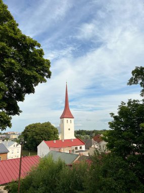 View of 17th century Saint Trinity Church in Rakvere, Estonia. Late medieval Lutheran church. clipart