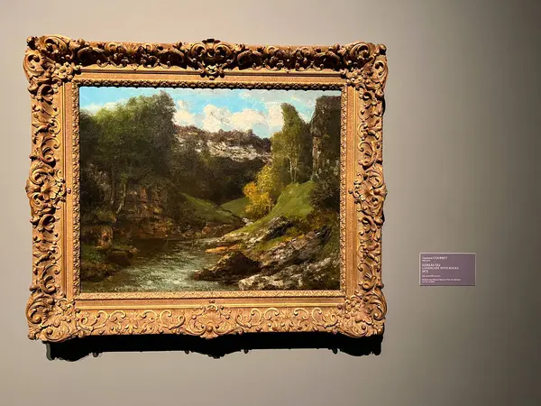 Budapeşte, Macaristan - 10 Mart 2025: Dünya çapında sansasyon yaratan Mihaly Munkacsy 'nin sanat sergisini ziyaret etmek. Macar bir sanatçının sanat koleksiyonu. Kayalarla çevrili manzara