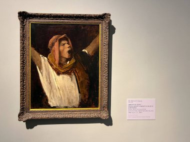 Budapeşte, Macaristan - 10 Mart 2025: Dünya çapında sansasyon yaratan Mihaly Munkacsy 'nin sanat sergisini ziyaret etmek. Macar bir sanatçının sanat koleksiyonu. Pilatus 'tan önce İsa için çalış. 