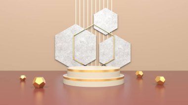 3D stage with hexagon shapes, 3d background, product display podium. clipart