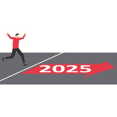 İş planlaması, yeni yolculuk, rekabet konsepti. Yarışın başlangıcı, 2025.