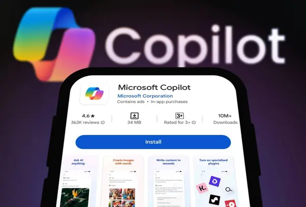 Chittagong, Bangladeş - 21 Eylül 2024: Android akıllı telefonlar için Microsoft Copilot uygulaması, Google Play Store 'da Copilot uygulaması