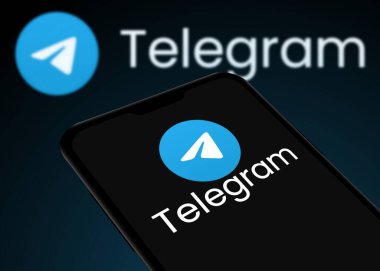 Chittagong, Bangladesh- 28 September 2024: Telegram Logo is displayed on smartphone. clipart