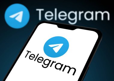 Chittagong, Bangladesh- 28 September 2024: Telegram Logo is displayed on smartphone. clipart