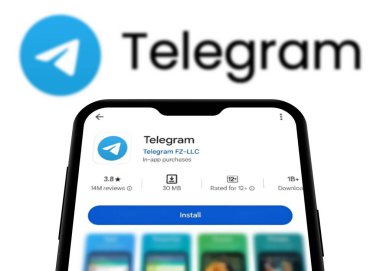 Chittagong, Bangladesh- 28 September 2024: Telegram app install for Android smartphones, Telegram app is seen on the Google Play Store. clipart