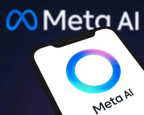 Chittagong, Bangladeş - 04 Ekim 2024: Meta Ai logosu akıllı telefonda sergilenmektedir. teknoloji konsepti, Meta AI.