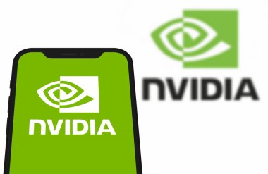 In this photo illustration, the Nvidia logo is displayed on a smartphone screen. Chittagong, Bangladesh- 08 October 2024 clipart