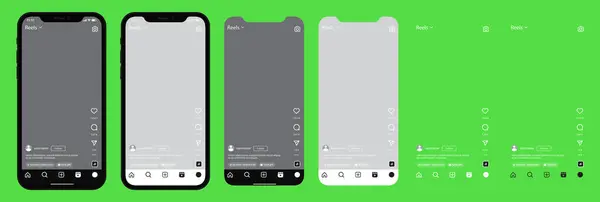 Instagram ekran modelleme seti. Instagram sosyal medya şablonu ve arayüz şablonu. Instagram Sosyal Medya Vektörü Mockup. Makara şablonu, Düzenleyici vektör dosyası ile şablon