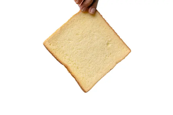 Beyaz arka planda izole edilmiş beyaz ekmek dilimi.