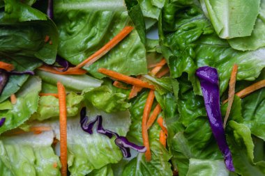 Klasik salata, marul, havuç ve mor lahana.