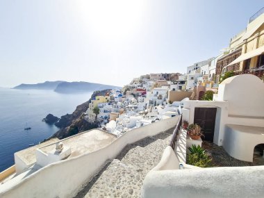 Santorini 'nin beyaz çatıları. Yüksek kalite fotoğraf