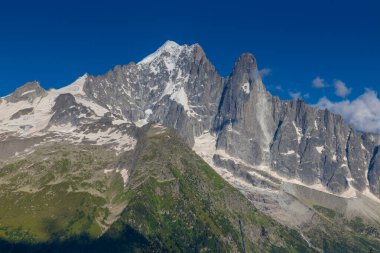 Alp dağları çok güzel bir manzara. Montblanc dağlarının manzaralı turu yaz aylarındaki güzel ışık altında dağ zirveleri ve göller, Fransız Alpleri