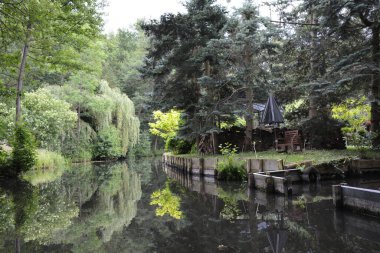 Bu büyüleyici görüntü, Almanya 'nın pitoresk bir bölgesi olan Lubbenau / Spreewald' ın dingin güzelliğini yansıtıyor. Fotoğrafta yemyeşil sularda salınan sakin bir kanal var. Geleneksel tekneler suyun üzerinde nazikçe yüzüyor. Yoğun orman