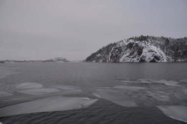 Karla kaplı ağaçlarla kaplı kış manzarası