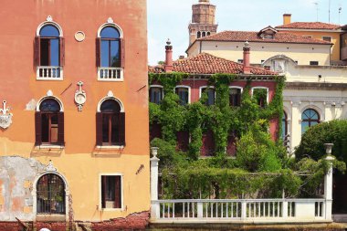 Görkemli binalar yemyeşil sarmaşıklarla bezenmiş. Huzurlu ve büyüleyici Venedik manzarası sergiliyorlar.