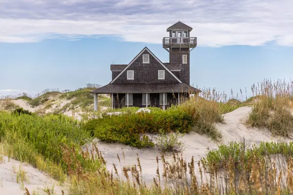 Oregon Inlet Life Saving Station with Dunes and Dune Grass