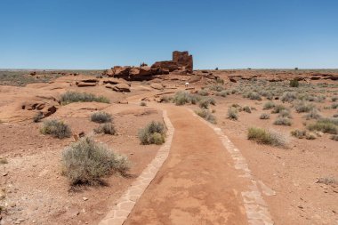 Yazın Flagstaff Arizona dışındaki Wukoki Pueblo harabelerinin fotoğrafı.