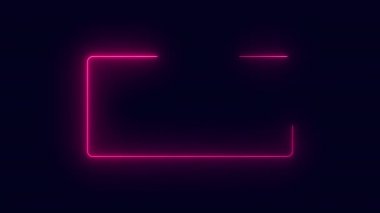 Şeffaf bir arkaplan üzerindeki Neon çerçevesini özetle. Parlak afiş animasyonu. Neon çerçeve. Neon çerçeve desenli soyut arkaplan LED. Şeffaf bir arkaplanda 4K video animasyonu.