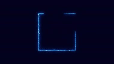 Şeffaf bir arkaplan üzerindeki Neon çerçevesini özetle. Parlak afiş animasyonu. Neon çerçeve. Neon çerçeve desenli soyut arkaplan LED. Şeffaf bir arkaplanda 4K video animasyonu.