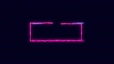 Şeffaf bir arkaplan üzerindeki Neon çerçevesini özetle. Parlak afiş animasyonu. Neon çerçeve. Neon çerçeve desenli soyut arkaplan LED. Şeffaf bir arkaplanda 4K video animasyonu.