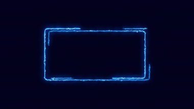 Şeffaf bir arkaplan üzerindeki Neon çerçevesini özetle. Parlak afiş animasyonu. Neon çerçeve. Neon çerçeve desenli soyut arkaplan LED. Şeffaf bir arkaplanda 4K video animasyonu.