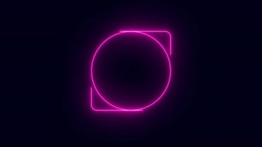 Şeffaf bir arkaplan üzerinde Neon 'un soyut döngüsü çerçevesi. Parlak afiş animasyonu. Neon döngülü çerçeve. Neon çerçeve desenli soyut arkaplan LED. Şeffaf bir arkaplanda 4K video animasyonu.