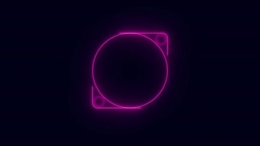 Şeffaf bir arkaplan üzerinde Neon 'un soyut döngüsü çerçevesi. Parlak afiş animasyonu. Neon döngülü çerçeve. Neon çerçeve desenli soyut arkaplan LED. Şeffaf bir arkaplanda 4K video animasyonu.