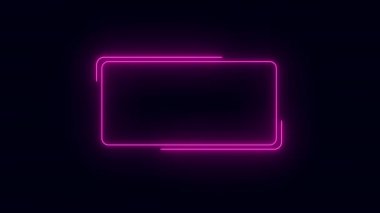 Şeffaf bir arkaplan üzerinde Neon 'un soyut döngüsü çerçevesi. Parlak afiş animasyonu. Neon döngülü çerçeve. Neon çerçeve desenli soyut arkaplan LED. Şeffaf bir arkaplanda 4K video animasyonu.