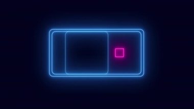 Şeffaf bir arkaplan üzerinde Neon 'un soyut döngüsü çerçevesi. Parlak afiş animasyonu. Neon döngülü çerçeve. Neon çerçeve desenli soyut arkaplan LED. Şeffaf bir arkaplanda 4K video animasyonu.