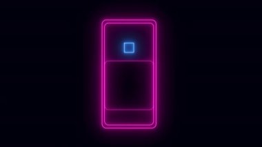 Şeffaf bir arkaplan üzerinde Neon 'un soyut döngüsü çerçevesi. Parlak afiş animasyonu. Neon döngülü çerçeve. Neon çerçeve desenli soyut arkaplan LED. Şeffaf bir arkaplanda 4K video animasyonu.