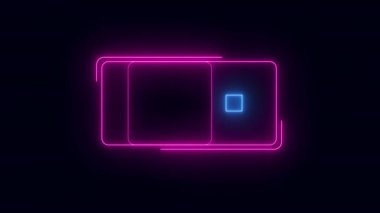 Şeffaf bir arkaplan üzerinde Neon 'un soyut döngüsü çerçevesi. Parlak afiş animasyonu. Neon döngülü çerçeve. Neon çerçeve desenli soyut arkaplan LED. Şeffaf bir arkaplanda 4K video animasyonu.