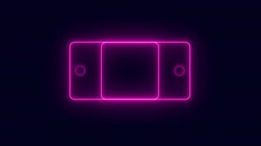 Şeffaf bir arkaplan üzerinde Neon 'un soyut döngüsü çerçevesi. Parlak afiş animasyonu. Neon döngülü çerçeve. Neon çerçeve desenli soyut arkaplan LED. Şeffaf bir arkaplanda 4K video animasyonu.