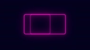 Şeffaf bir arkaplan üzerinde Neon 'un soyut döngüsü çerçevesi. Parlak afiş animasyonu. Neon döngülü çerçeve. Neon çerçeve desenli soyut arkaplan LED. Şeffaf bir arkaplanda 4K video animasyonu.