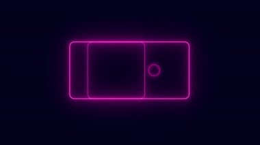 Şeffaf bir arkaplan üzerinde Neon 'un soyut döngüsü çerçevesi. Parlak afiş animasyonu. Neon döngülü çerçeve. Neon çerçeve desenli soyut arkaplan LED. Şeffaf bir arkaplanda 4K video animasyonu.