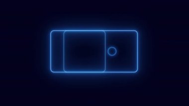 Şeffaf bir arkaplan üzerinde Neon 'un soyut döngüsü çerçevesi. Parlak afiş animasyonu. Neon döngülü çerçeve. Neon çerçeve desenli soyut arkaplan LED. Şeffaf bir arkaplanda 4K video animasyonu.