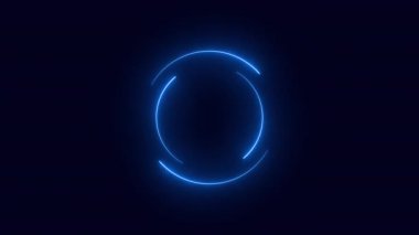 Şeffaf bir arkaplan üzerinde soyut Neon döngülü daire. Parlak afiş animasyonu. Neon halkalı daire. Neon çerçeve desenli soyut arkaplan LED. Şeffaf bir arkaplanda 4K video animasyonu.