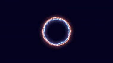 Şeffaf bir arkaplan üzerinde soyut Neon döngülü daire. Parlak afiş animasyonu. Neon halkalı daire. Neon çerçeve desenli soyut arkaplan LED. Şeffaf bir arkaplanda 4K video animasyonu.