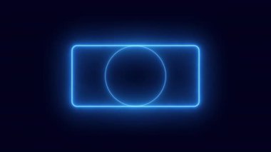 Şeffaf bir arkaplan üzerinde Neon 'un soyut döngüsü çerçevesi. Parlak afiş animasyonu. Neon döngülü çerçeve. Neon çerçeve desenli soyut arkaplan LED. Şeffaf bir arkaplanda 4K video animasyonu.