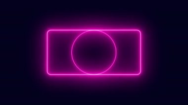 Şeffaf bir arkaplan üzerinde Neon 'un soyut döngüsü çerçevesi. Parlak afiş animasyonu. Neon döngülü çerçeve. Neon çerçeve desenli soyut arkaplan LED. Şeffaf bir arkaplanda 4K video animasyonu.