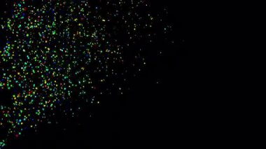 Şeffaf bir arkaplanda konfeti patlaması animasyonu. Alfa Ekranında 3D Renkli Konfeti Topu Canlandırması.