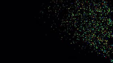Şeffaf bir arkaplanda konfeti patlaması animasyonu. Alfa Ekranında 3D Renkli Konfeti Topu Canlandırması.