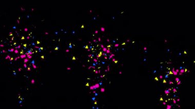 Şeffaf bir arkaplanda konfeti patlaması animasyonu. Alfa Ekranında 3D Renkli Konfeti Topu Canlandırması.