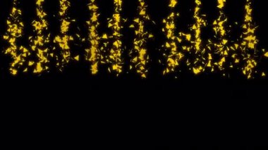 Şeffaf bir arkaplanda Altın Konfeti Patlama Animasyonu. Alfa Ekranında 3D Altın Konfeti Topu Canlandırması.