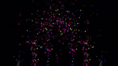 Şeffaf bir arkaplanda konfeti patlaması animasyonu. Alfa Ekranında 3D Renkli Konfeti Topu Canlandırması.
