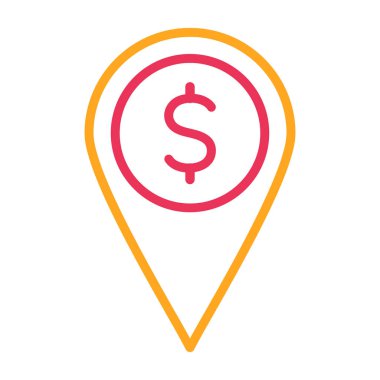 Dolar işareti simgesi ve vektör tasarımlı konum broşu