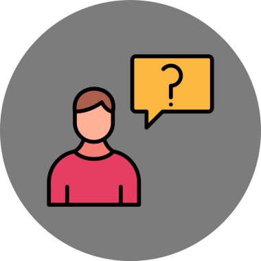 soru işareti ve insan simgesi içeren konuşma balonu